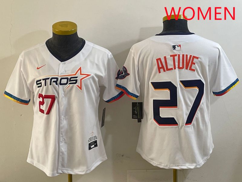 Women Houston Astros #27 Altuve White Fourth generation Joint Name 2025 Nike MLB Jersey style 3